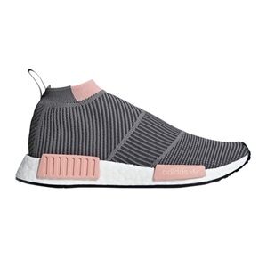 Adidas Gray and Pink Knit Slip-Ons